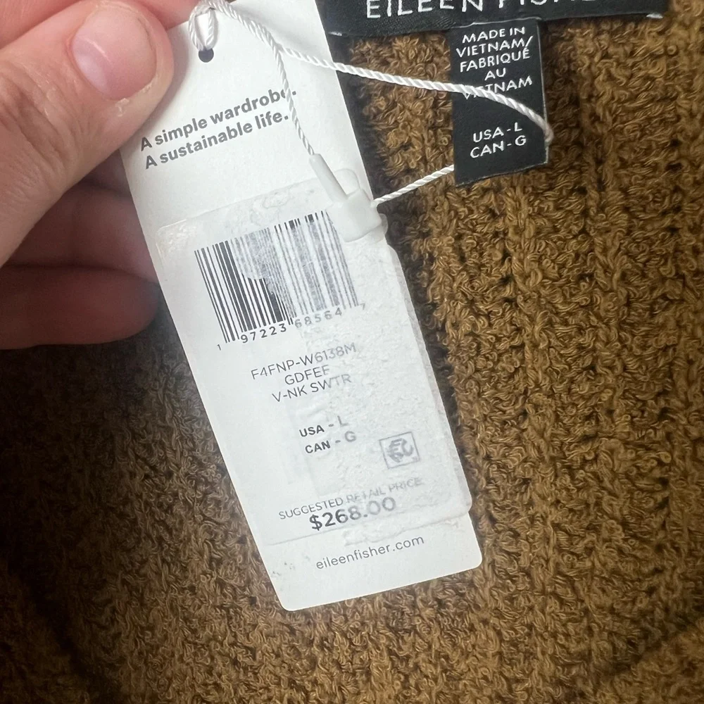 Eileen Fisher Woman Size XL V-Neck Organic Cotton & Cashmere Blend‎ Sweater NWT